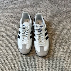 Adidas White and Gray Sneakers with Black Stripes